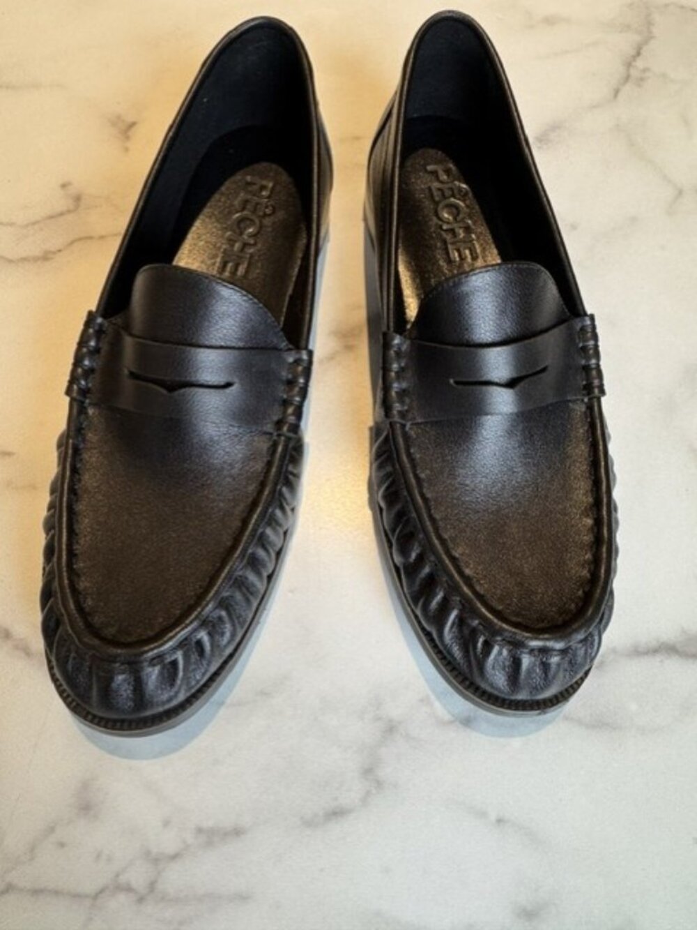 Peche Hugh Calfskin Leather Loafer Black Matte NWOT - size 38